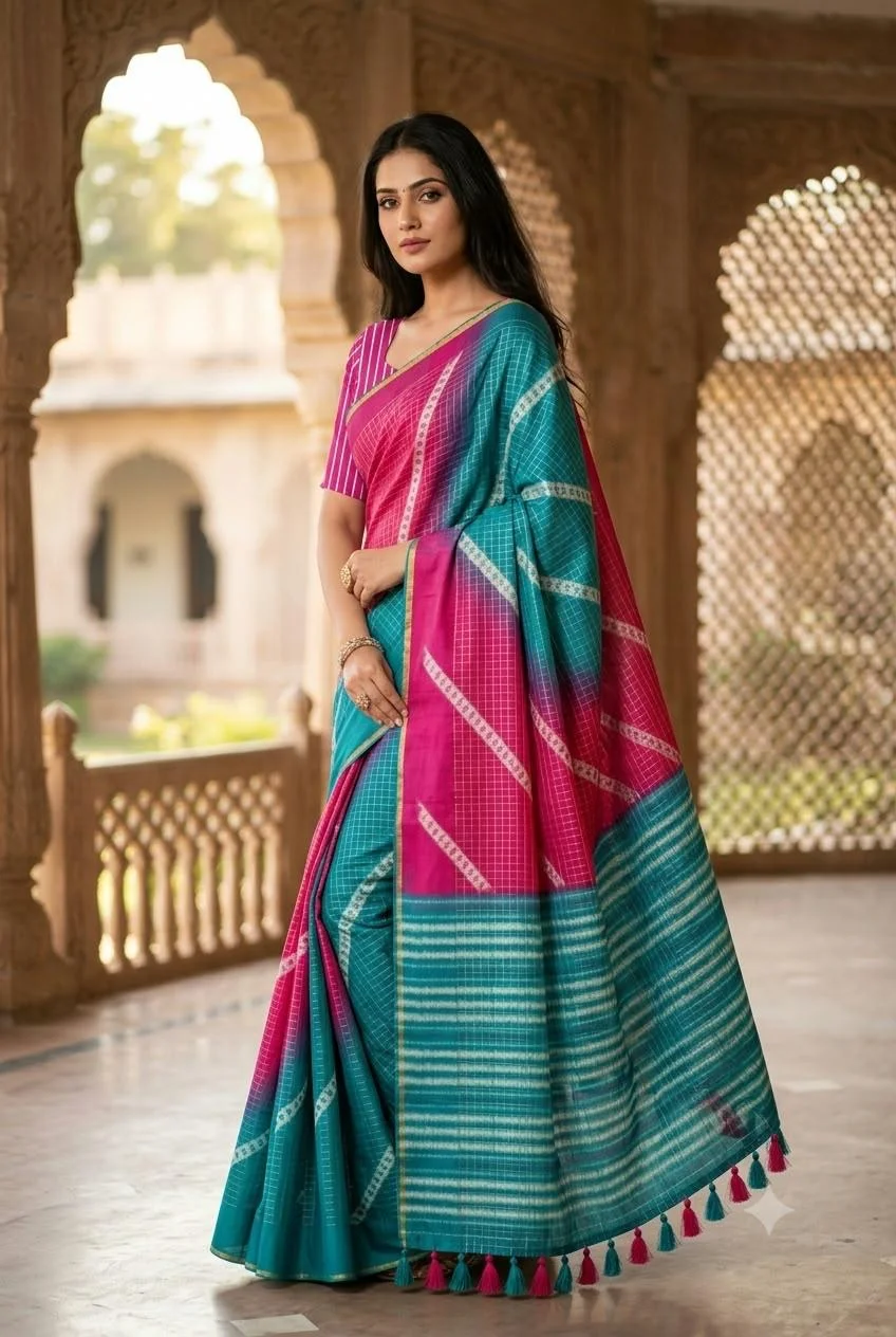 Pure Linen Jari Cotton Saree